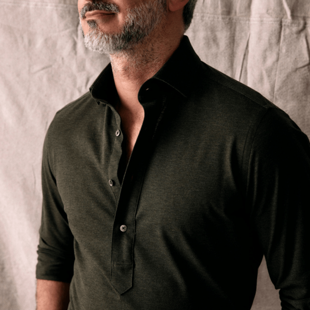 Mens long sleeve polo dress shirts sales