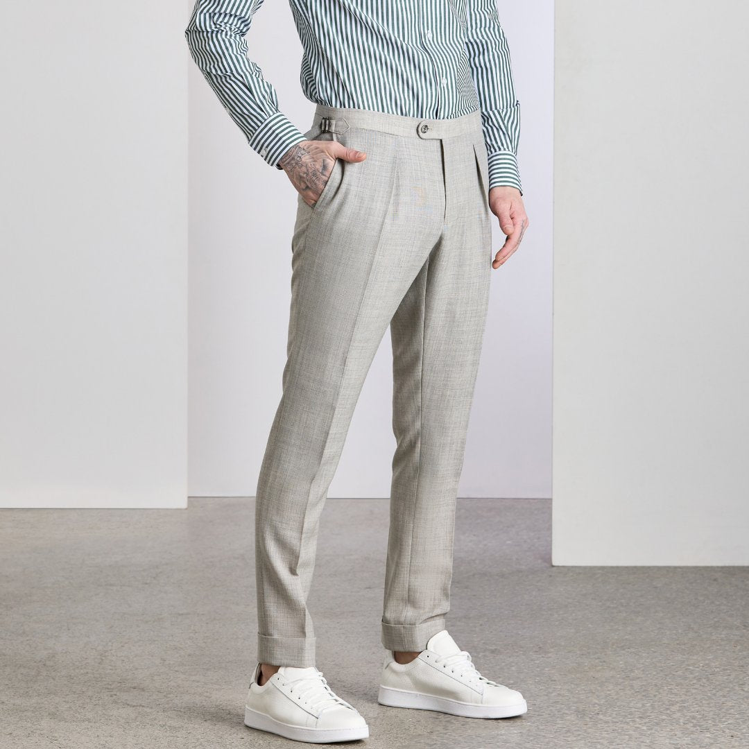 Casual Men's Trousers Stretch Fashion Pants - Khaki / 33