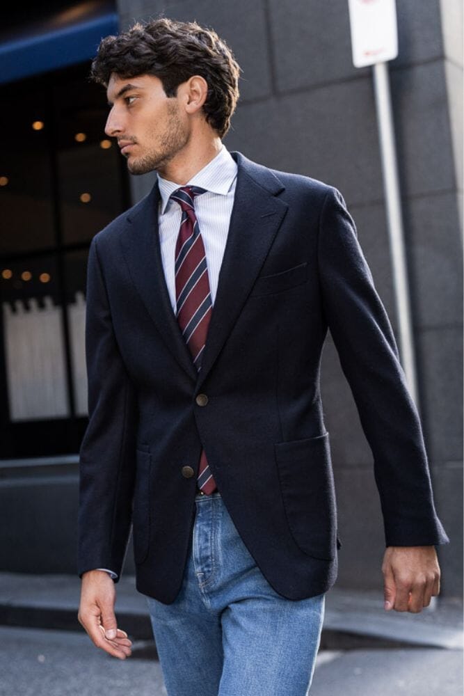 Liam Blazer - Navy Wool & Cashmere Hopsack