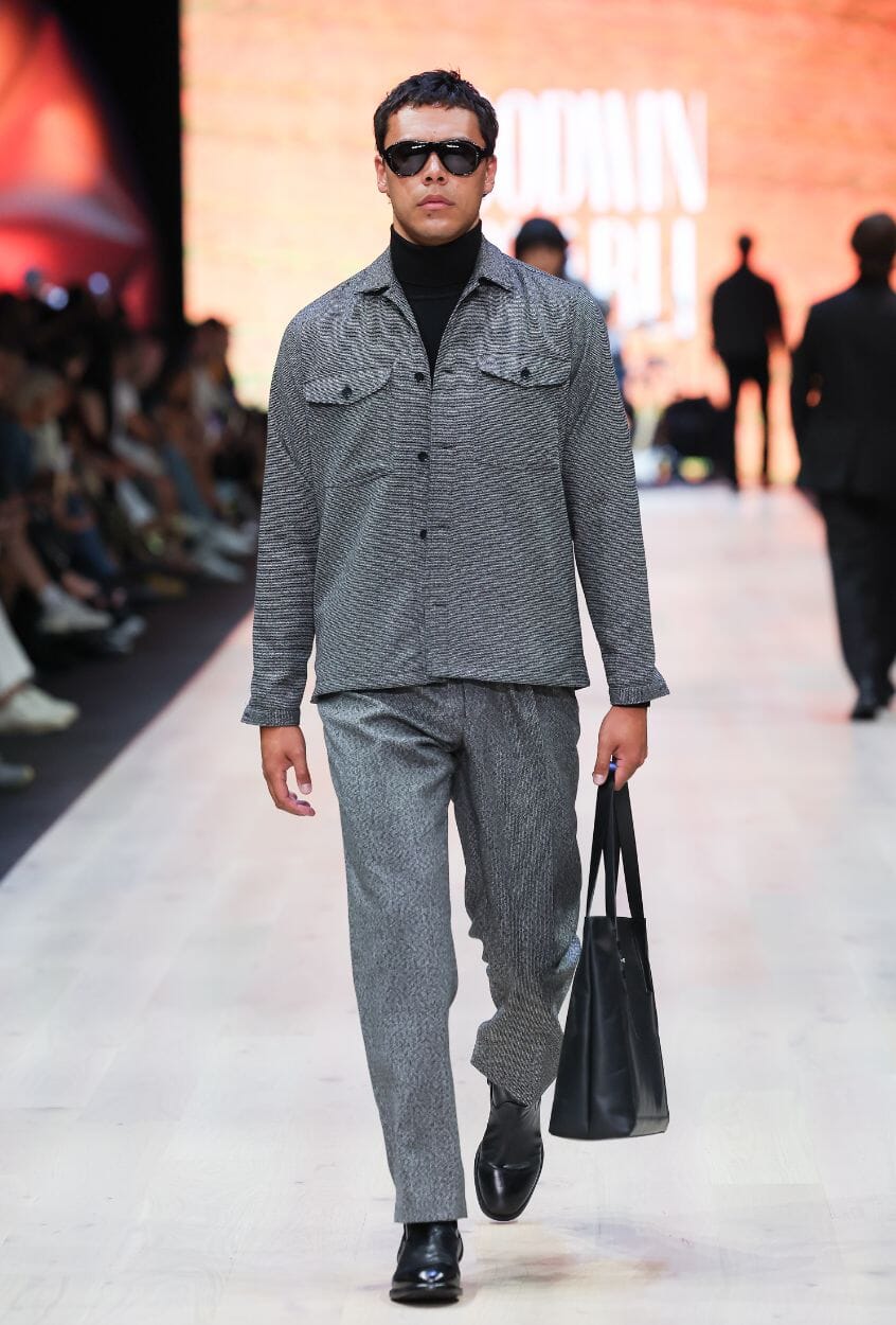 Shirt Jacket - Black & White Textured Wool