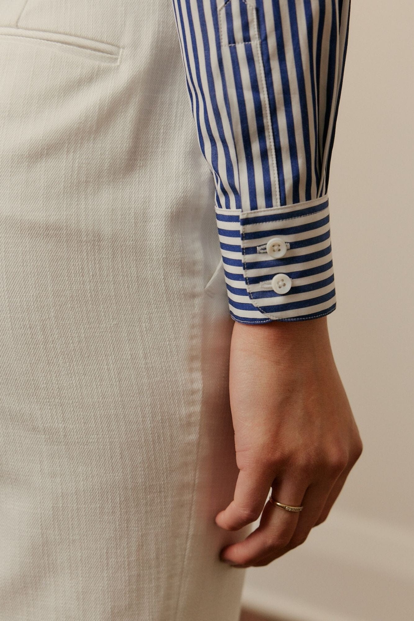 Victoria Classic Shirt - Navy Stripe Cotton