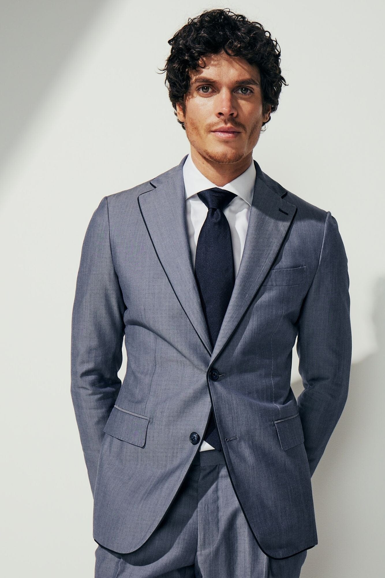 The Aiden Suit - Steel Blue Wool Cotton