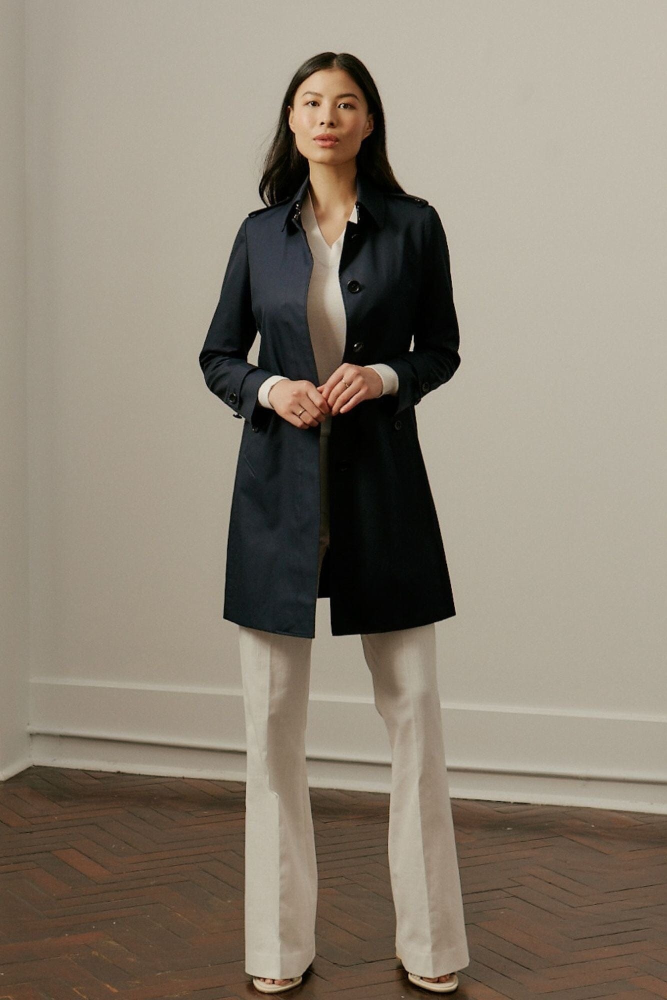 Penny Car Coat - Navy Cotton Gabardine