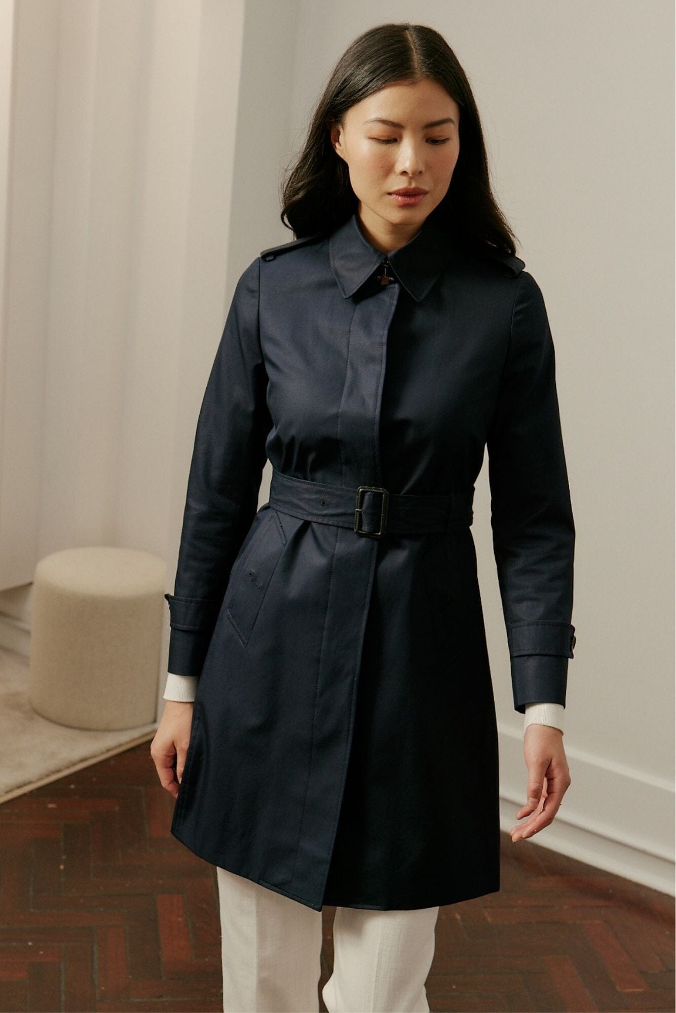 Penny Car Coat - Navy Cotton Gabardine