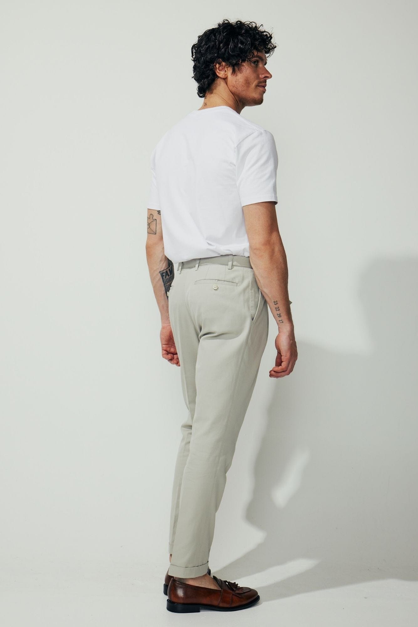 Cali Trouser - Natural Stone Cotton Stretch Canvas