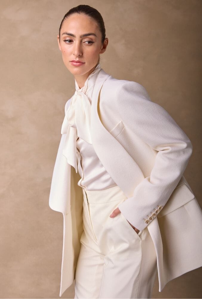 Mia Shawl Jacket - Cream Wool