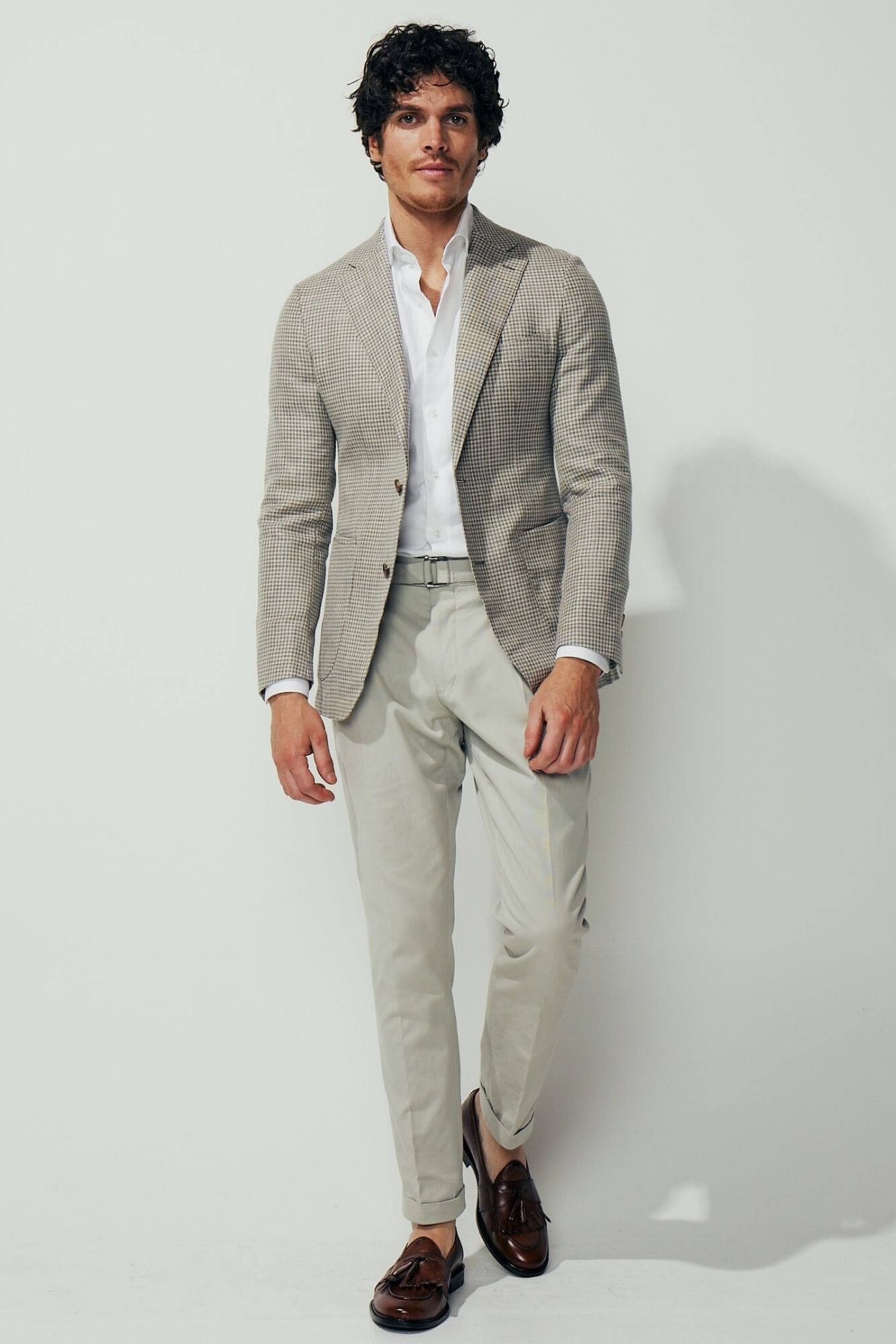 Liam Sports Jacket - Brown and Sand Wool Silk Linen