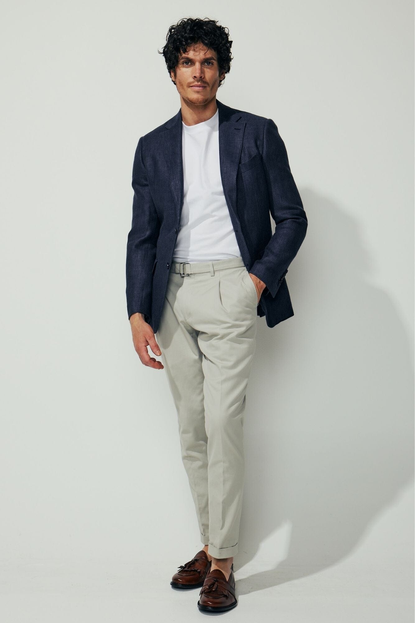 Wilhelm Sports Jacket - Dusty Navy 3D Linen Wool