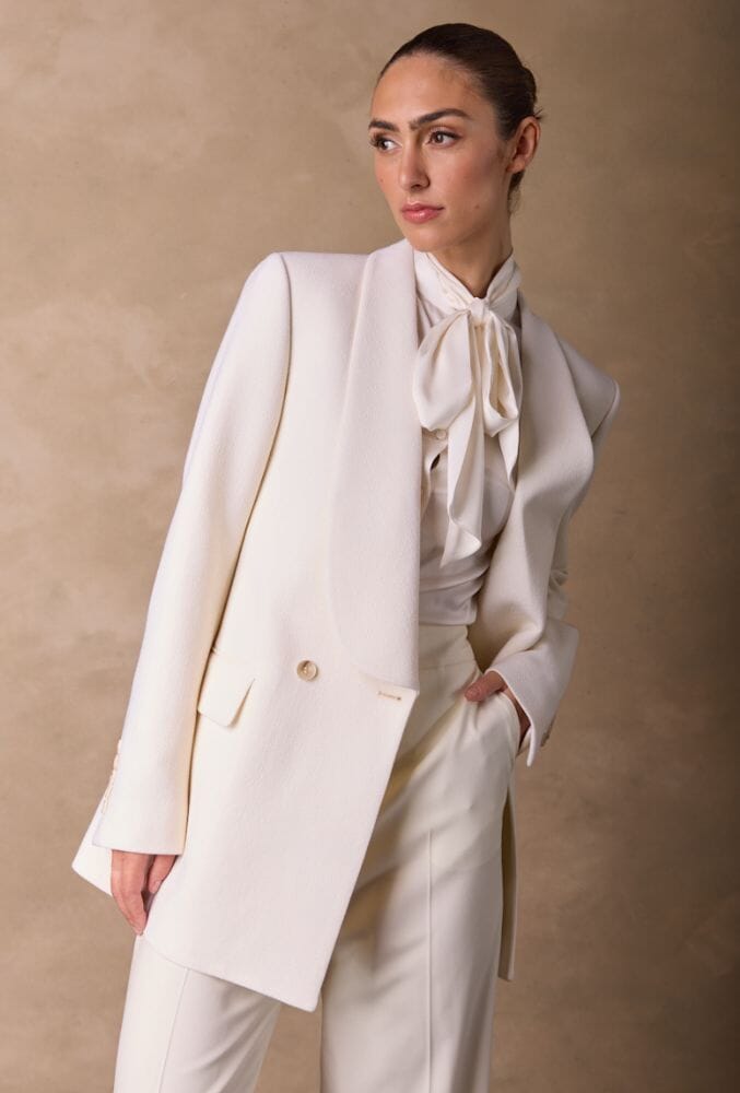 Mia Shawl Jacket - Cream Wool