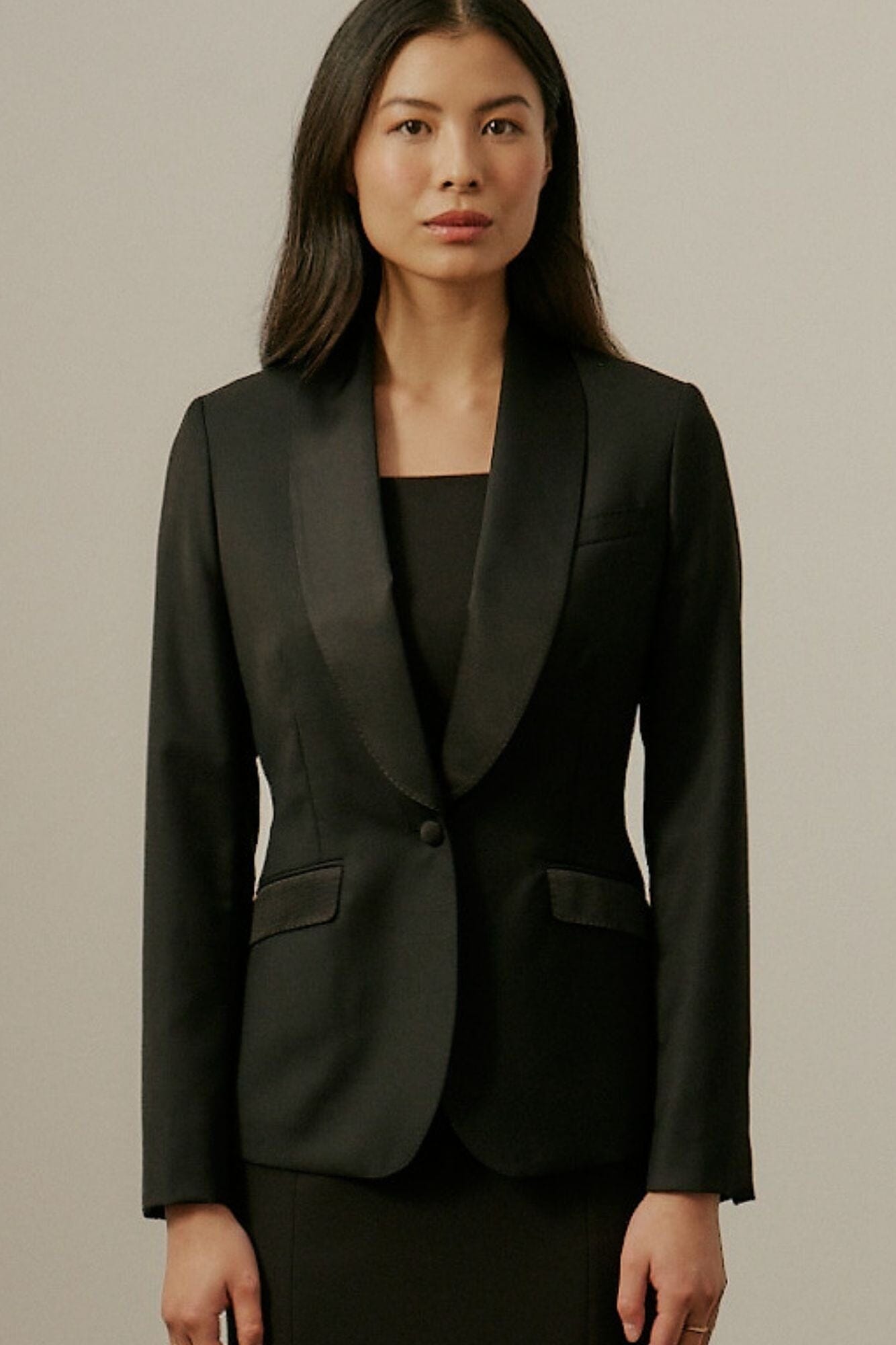 Celine Shawl Tuxedo Suit - Black Wool