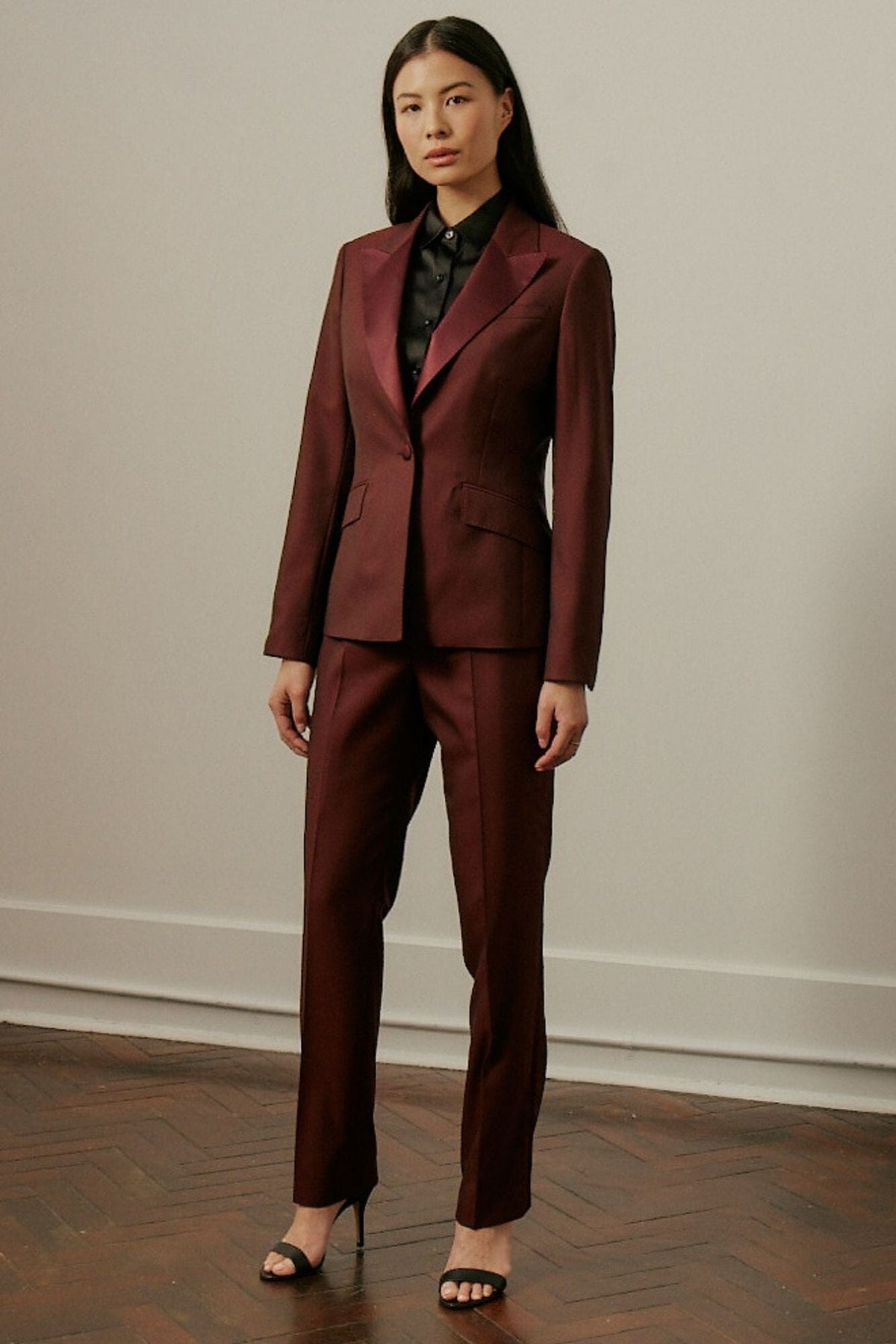 Scarlet Tuxedo - Burgundy Wool 160s