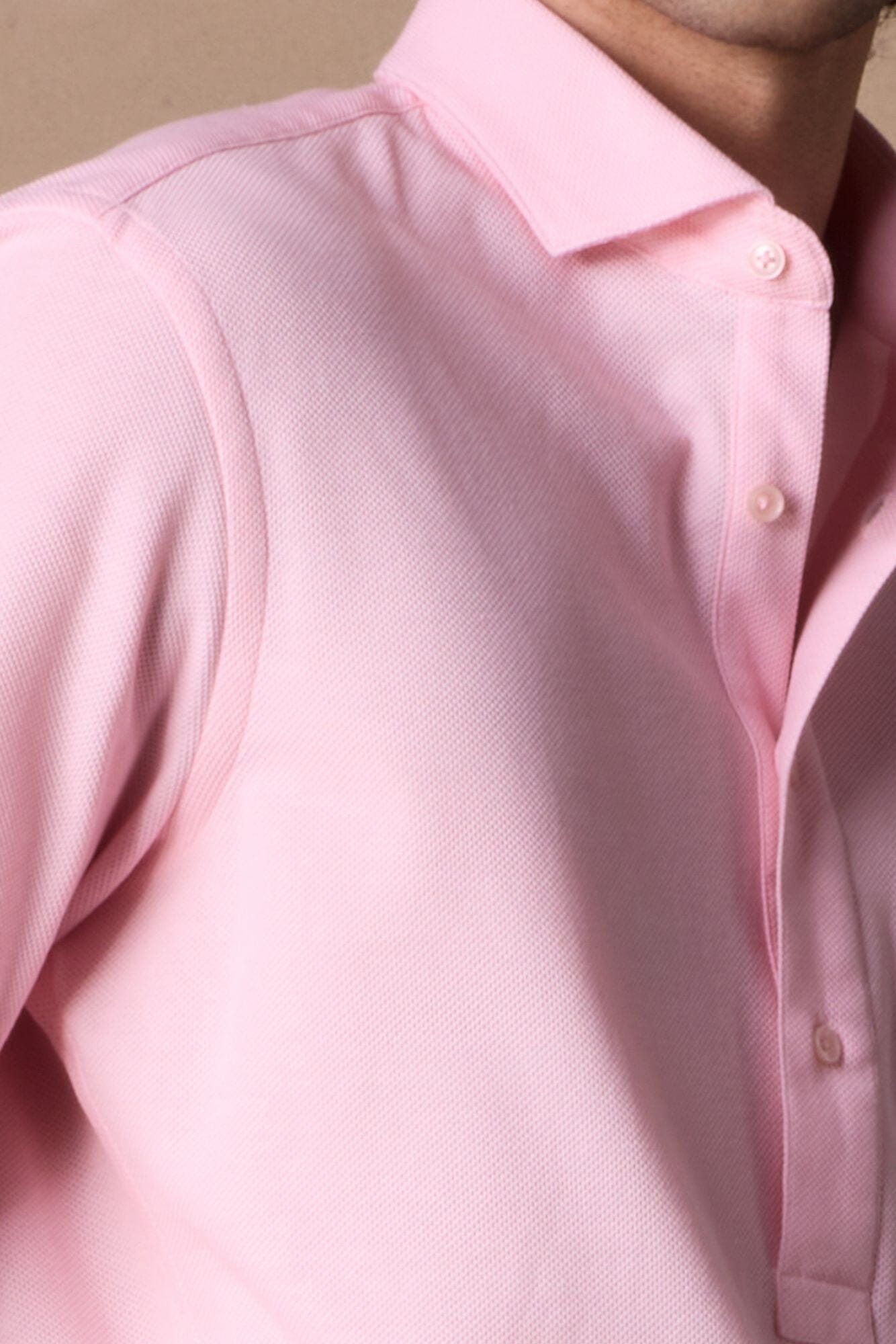Magnus LS Polo Shirt - Pink Cotton Lux Knit