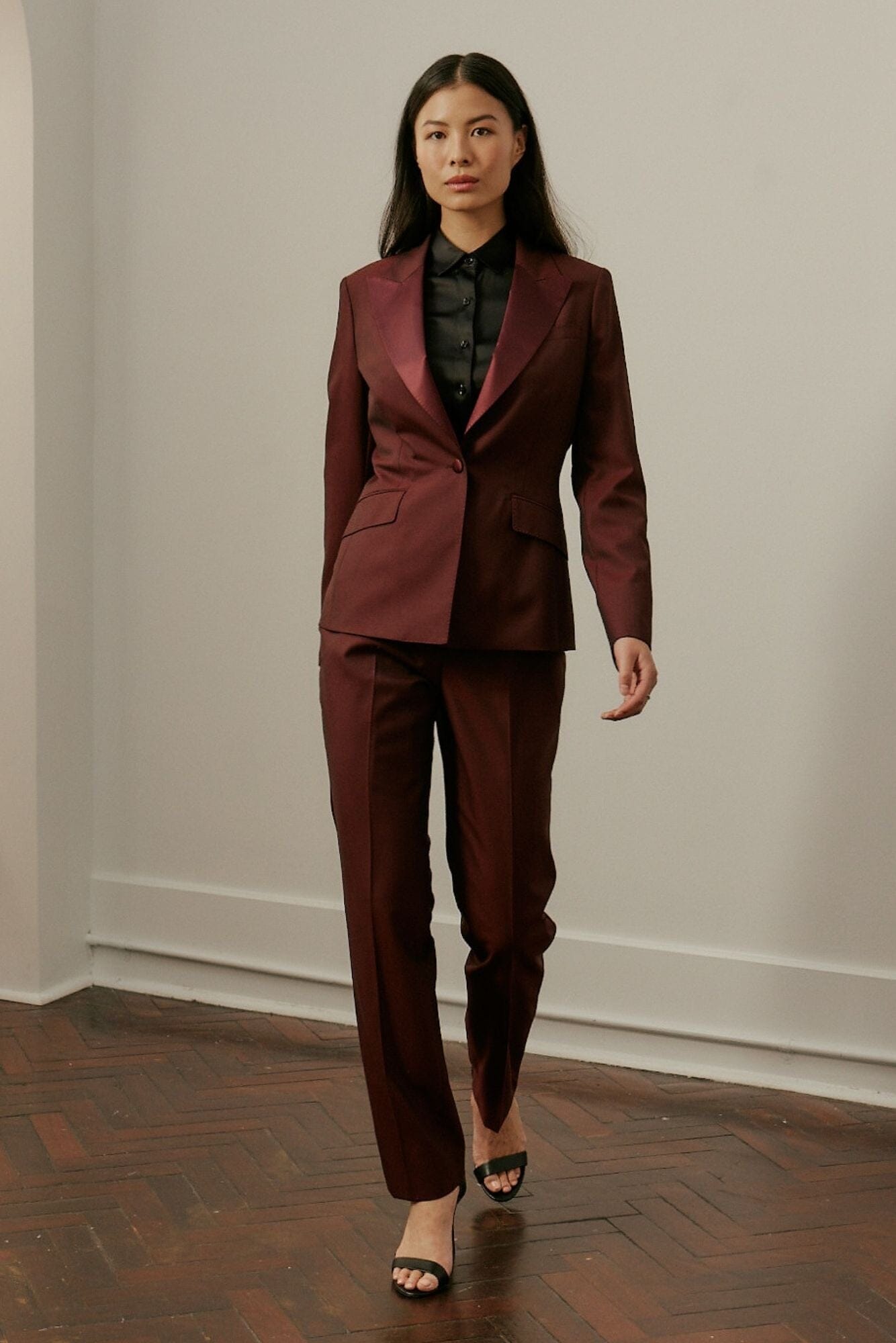Scarlet Tuxedo - Burgundy Wool 160s
