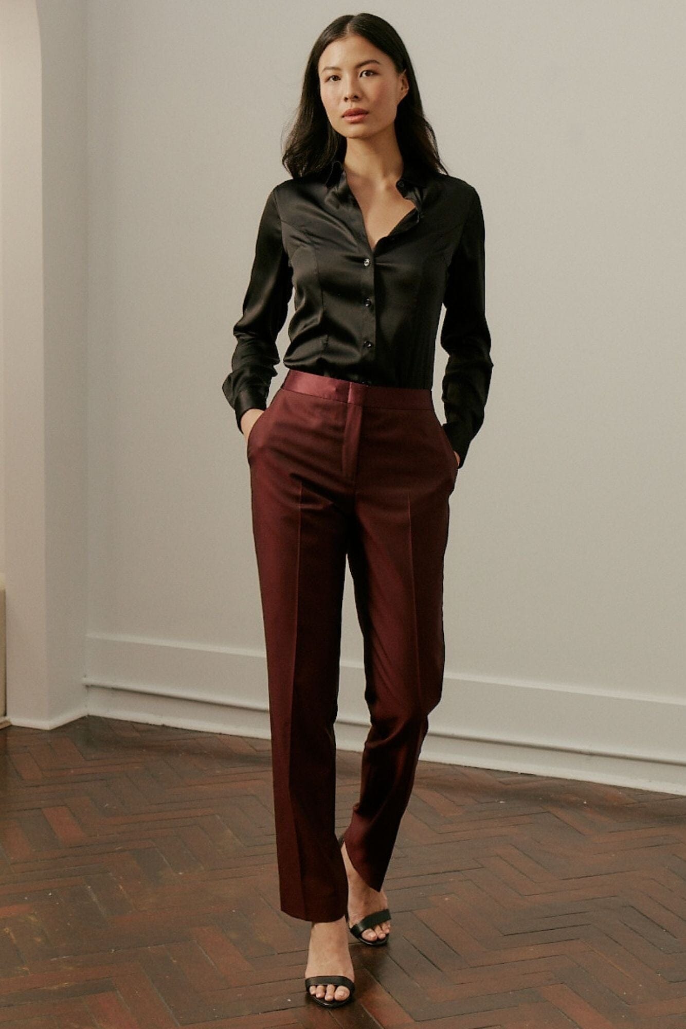 Scarlet Tuxedo - Burgundy Wool 160s