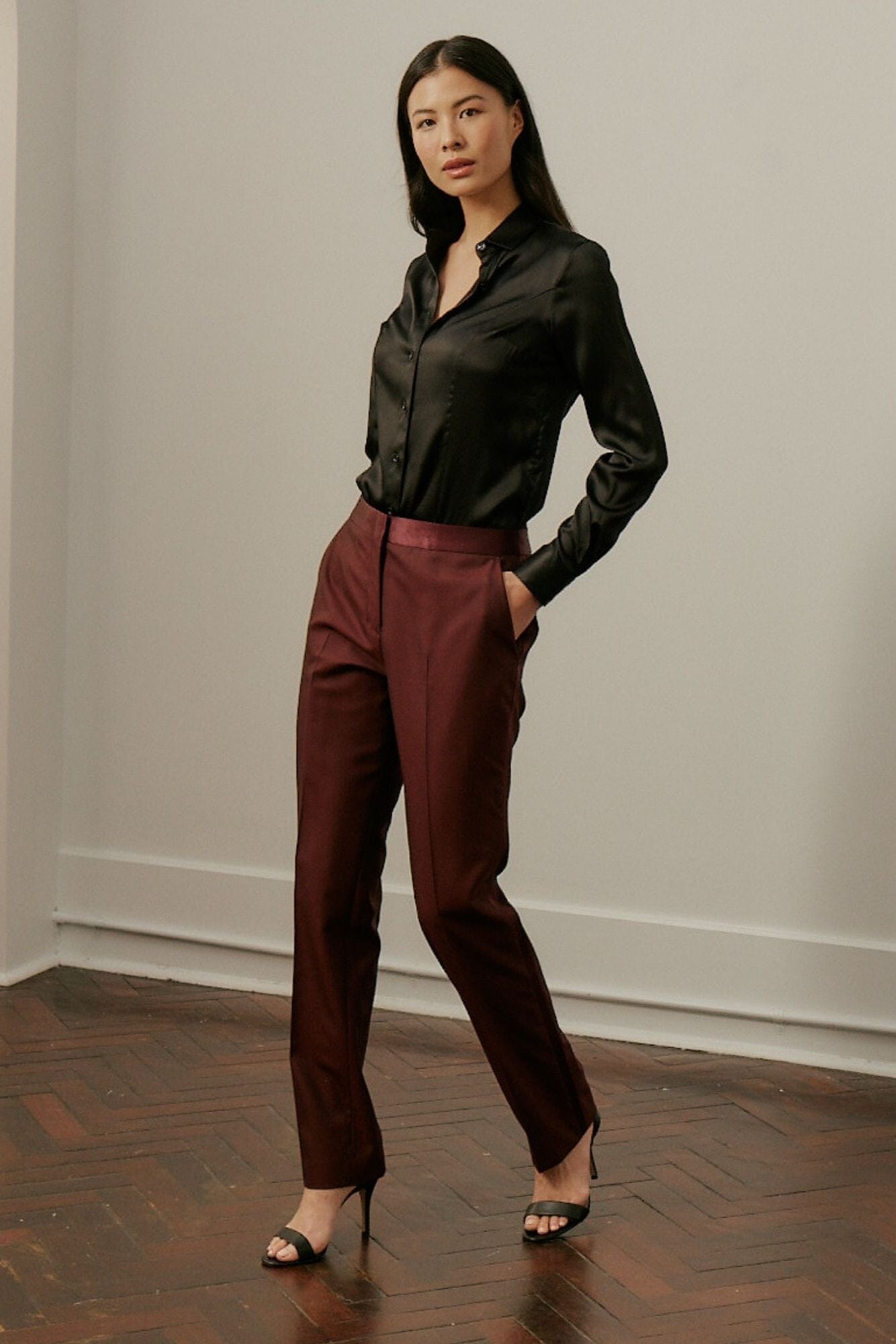 Scarlet Tuxedo - Burgundy Wool 160s