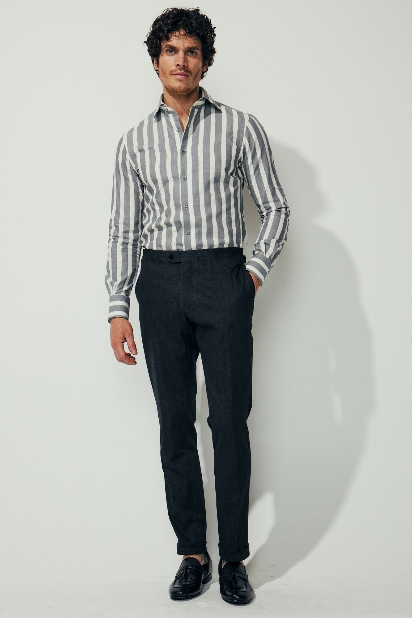 Xander Denim Premio Pant - Smokey Cotton Cashmere Denim