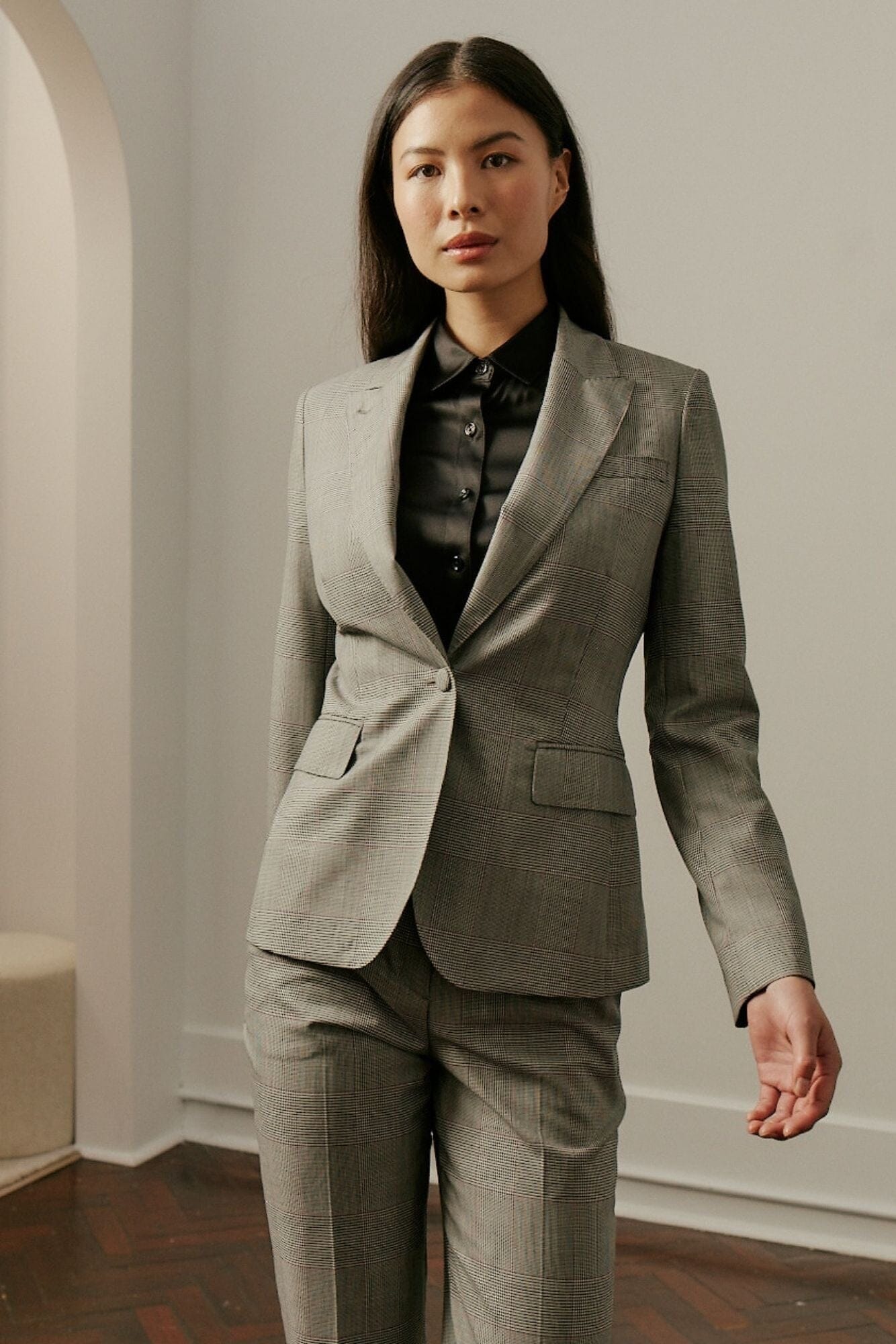 Camila Suit - Grey with Plum Check Wool