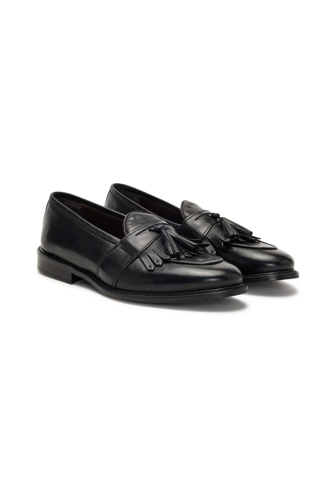 Loafer with Tassel and Fringe - Black Italian Leather (1301)