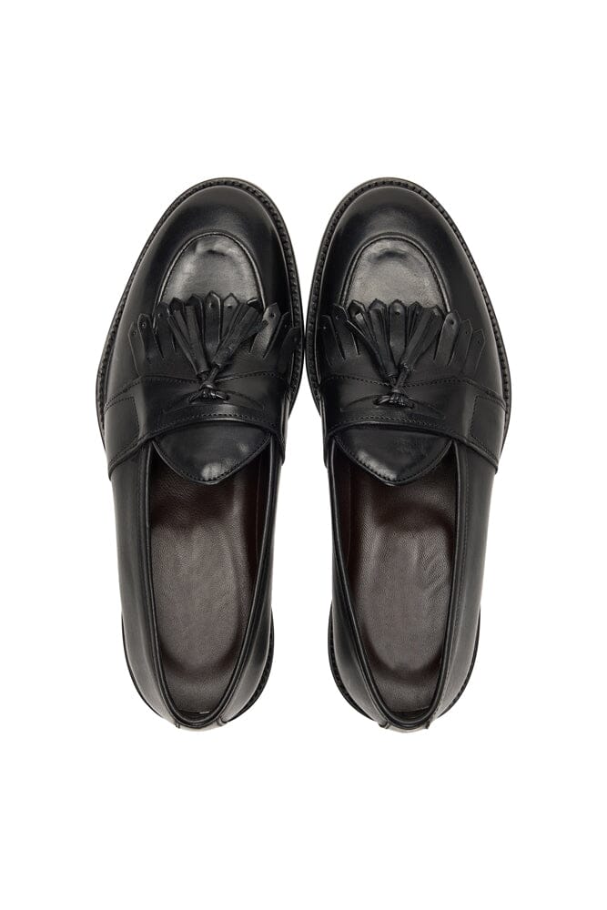 Loafer with Tassel and Fringe - Black Italian Leather (1301)