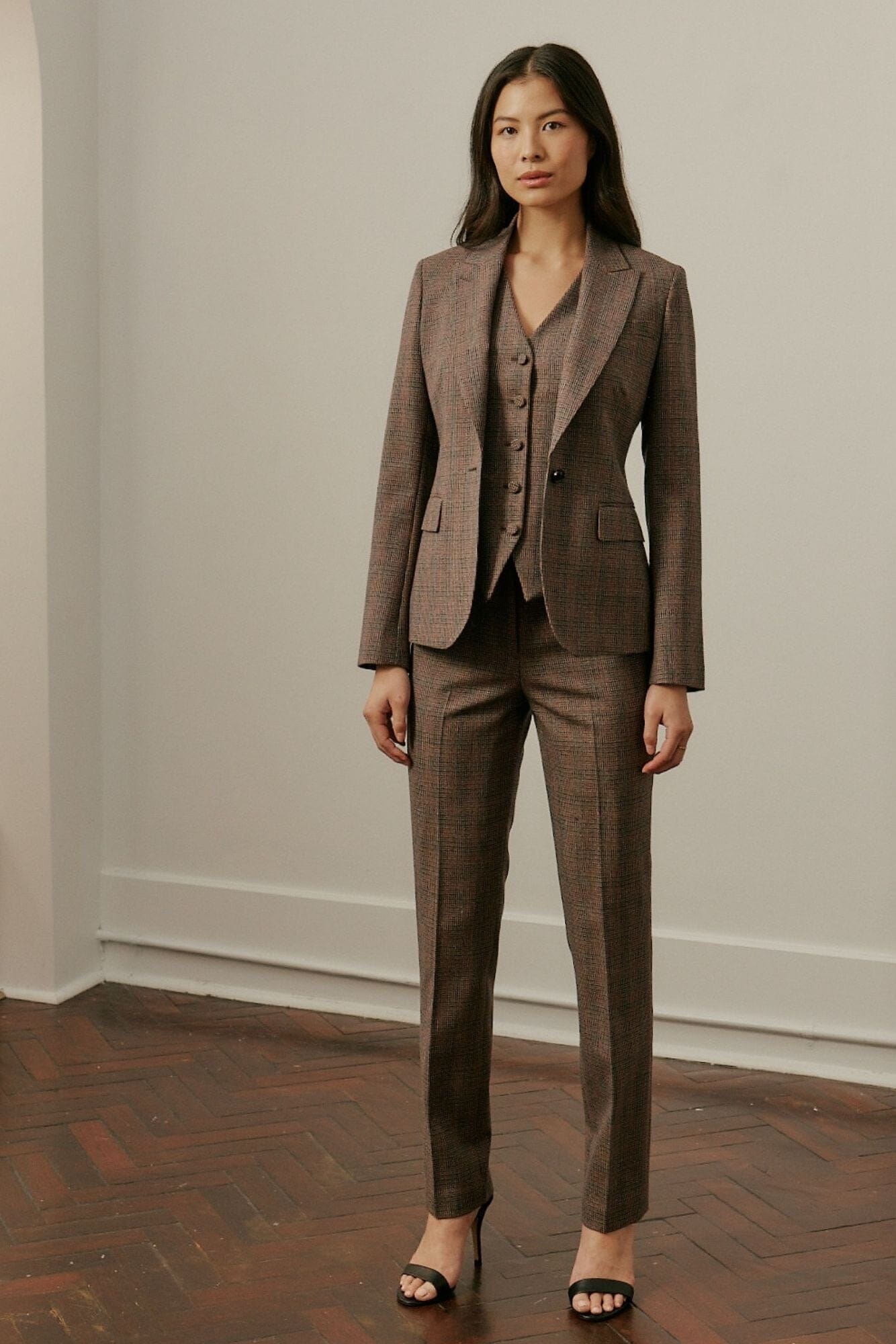 Camila 2-Piece Suit - Brown and Orange Tweed