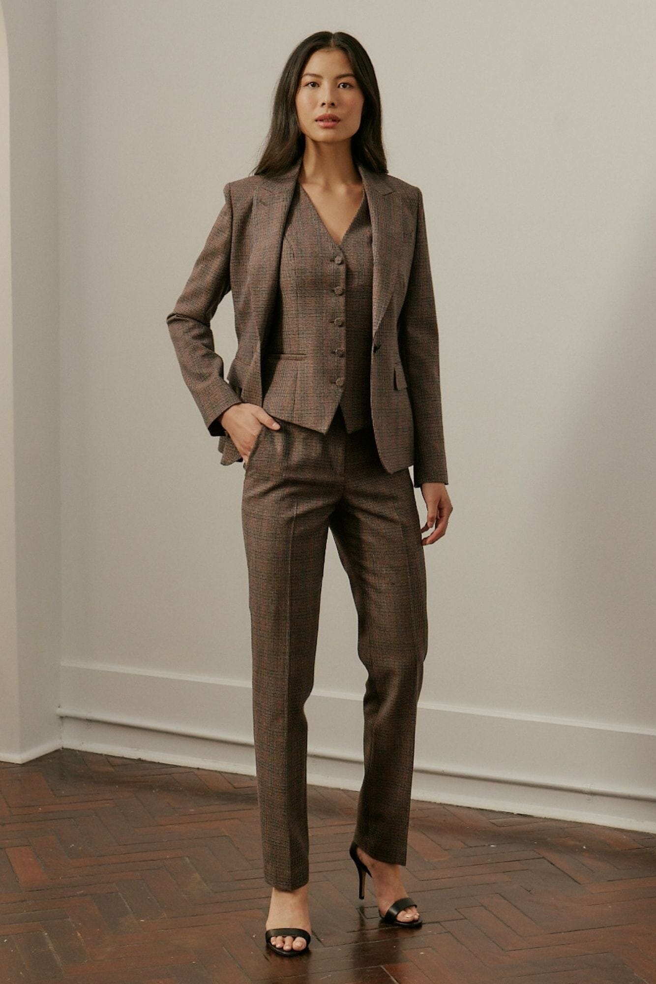 Camila 2-Piece Suit - Brown and Orange Tweed