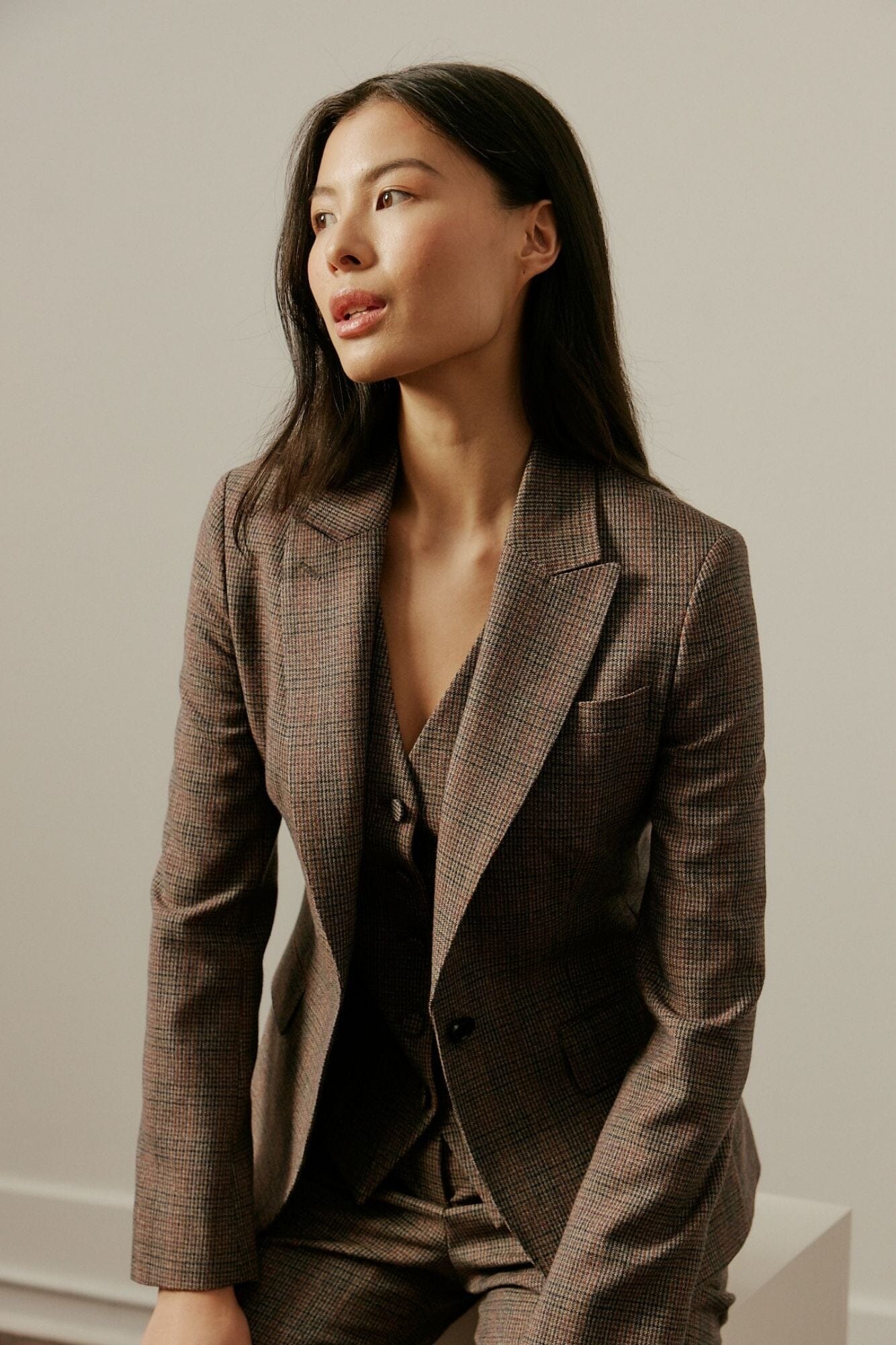 Camila Jacket- Brown and Orange Tweed