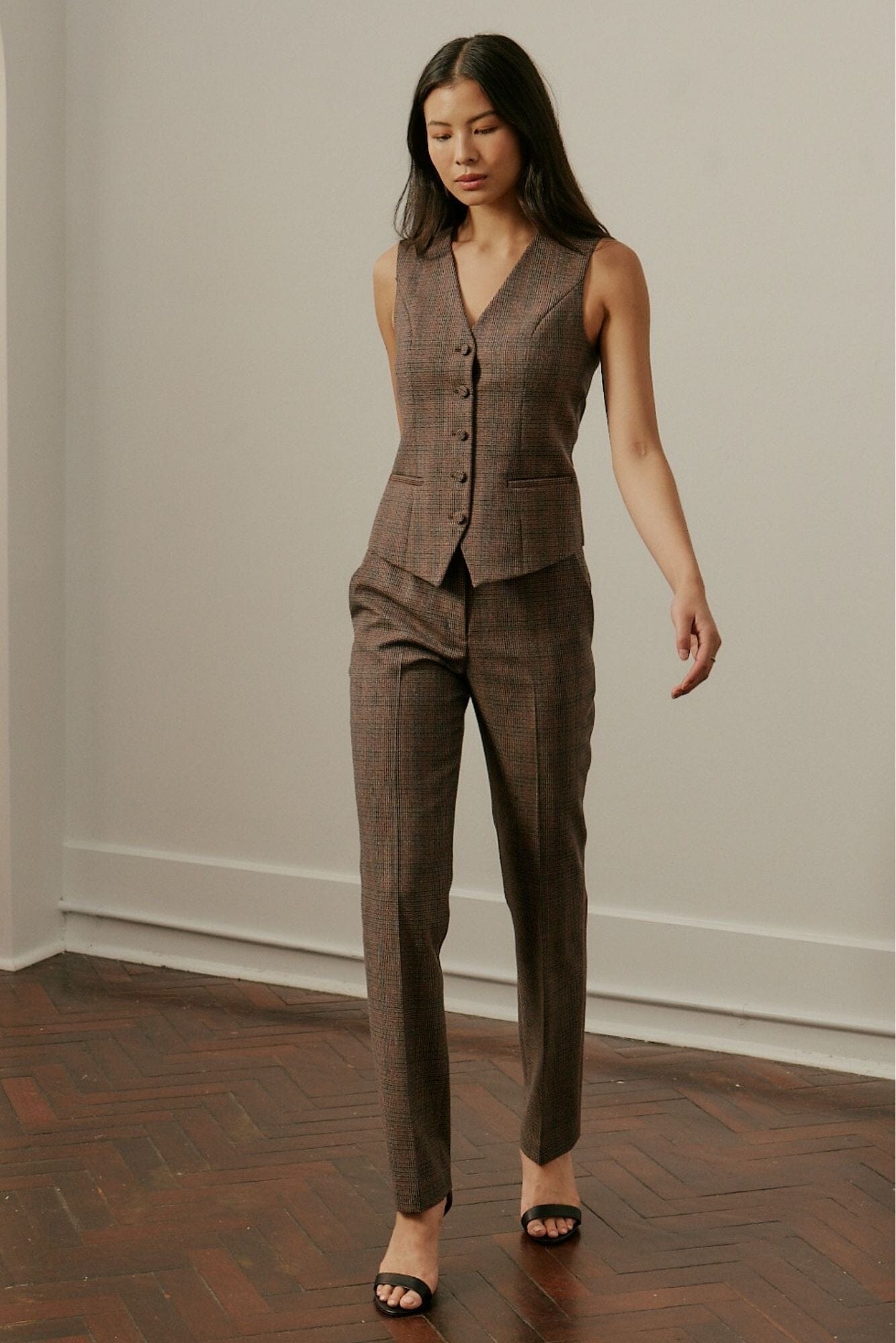 Camila 2-Piece Suit - Brown and Orange Tweed