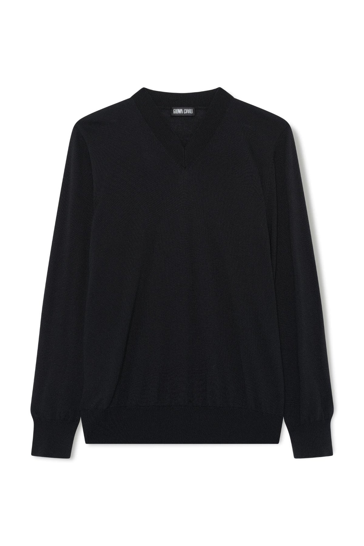 V Neck Merino Wool - Black