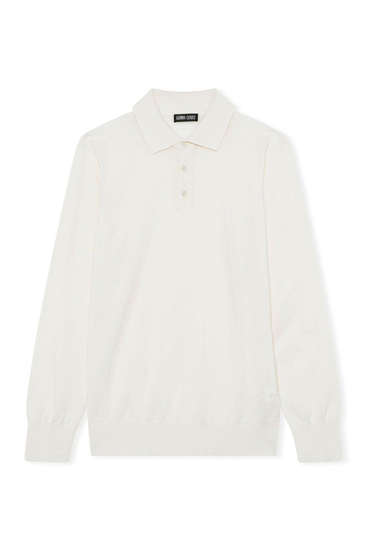 Long Sleeve Polo Merino Wool - Off White