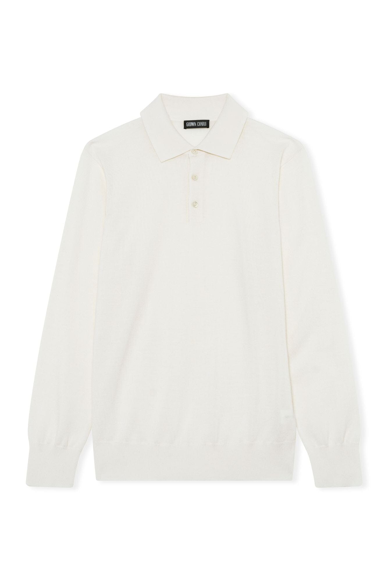 Long Sleeve Polo Merino Wool - Off White