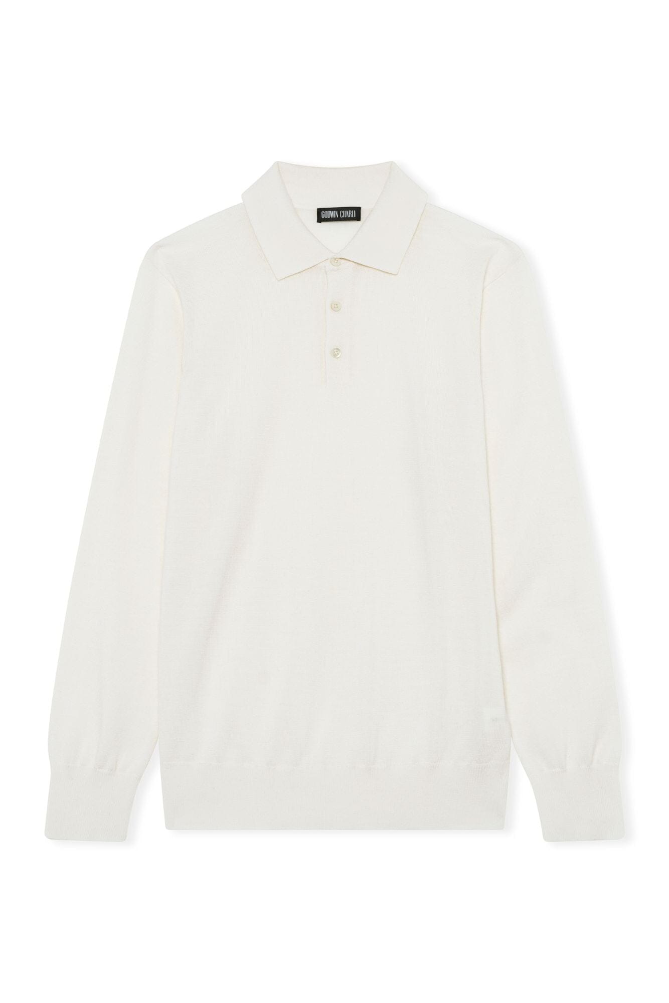 Long Sleeve Polo Merino Wool - Off White