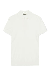 Short Sleeve Knitted Polo - Off White Cotton