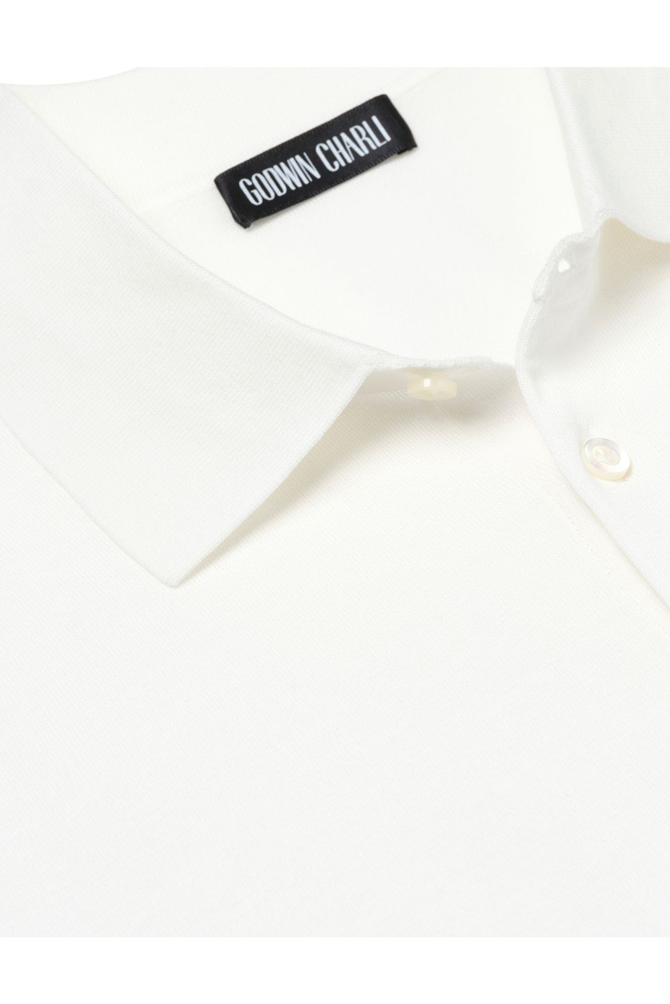 Short Sleeve Knitted Polo - Off White Cotton