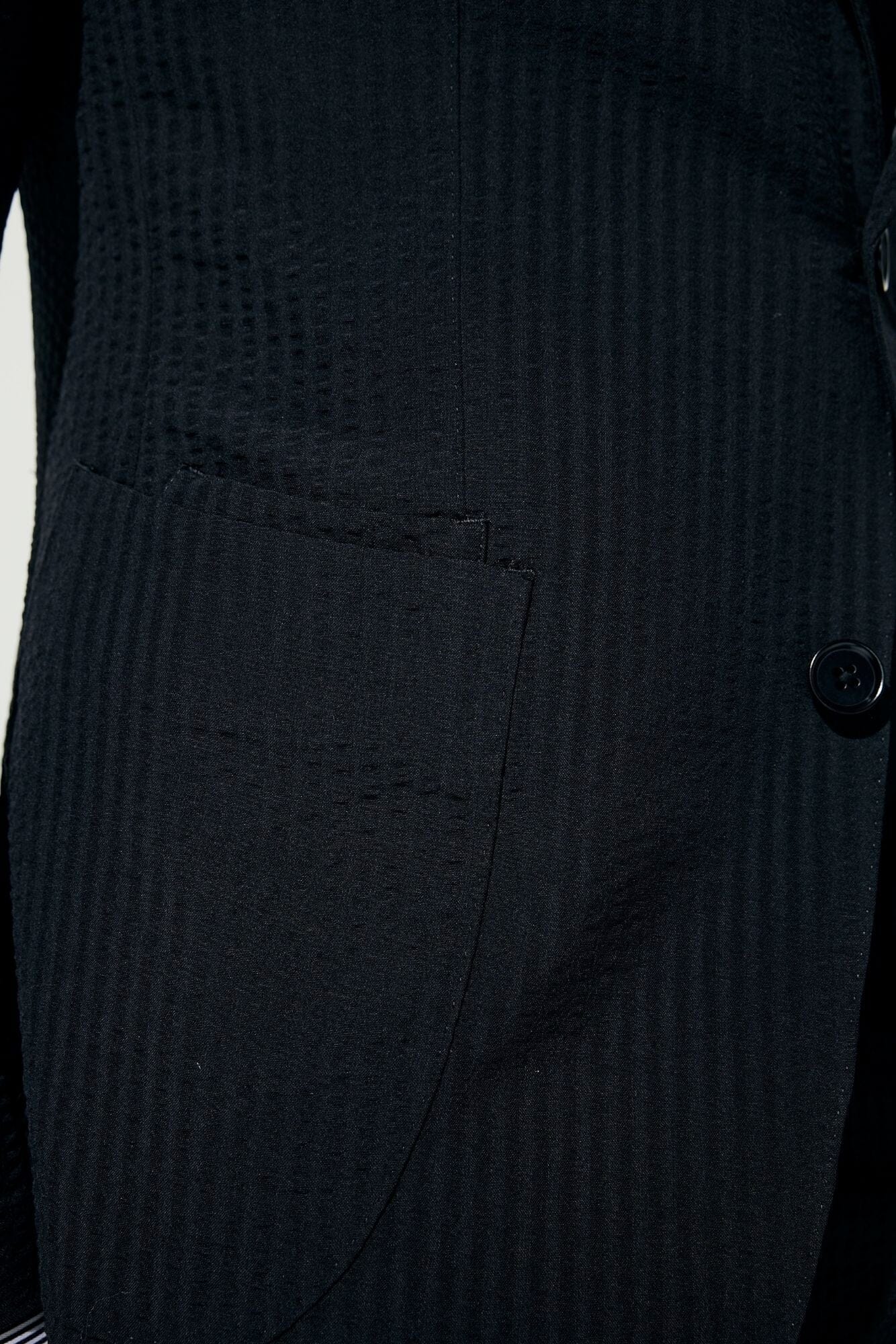 The Liam Suit - Black Shadow Stripe Seersucker Wool