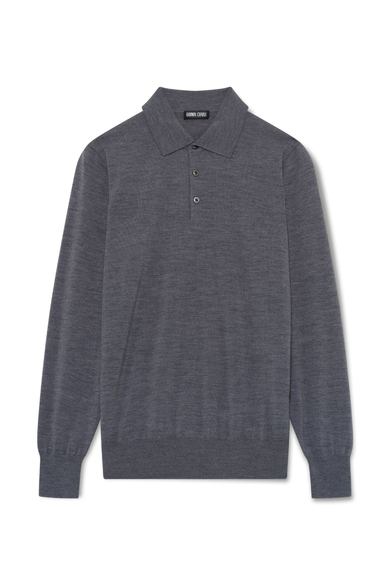 Long Sleeve Polo Merino Wool - Grey