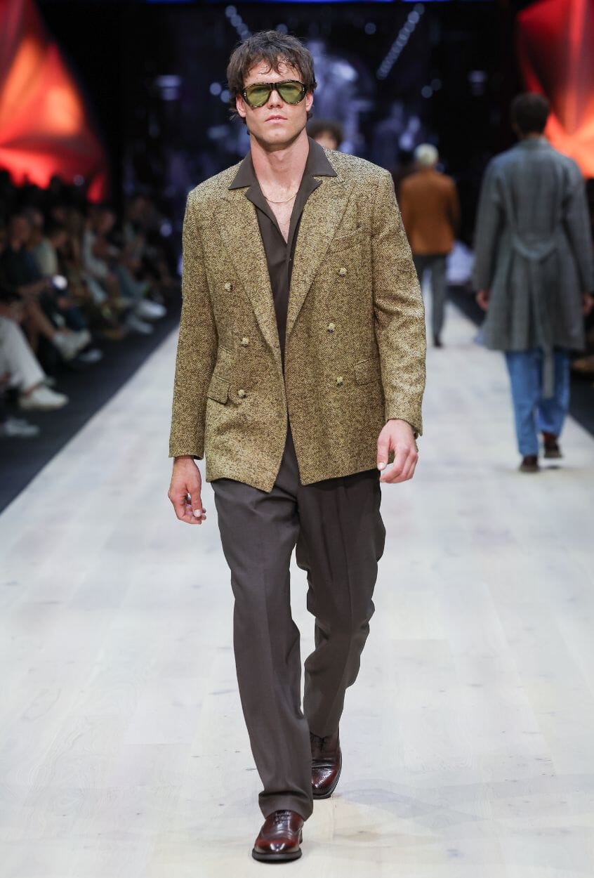 Alec DB Blazer - Mustard & Brown Herringbone