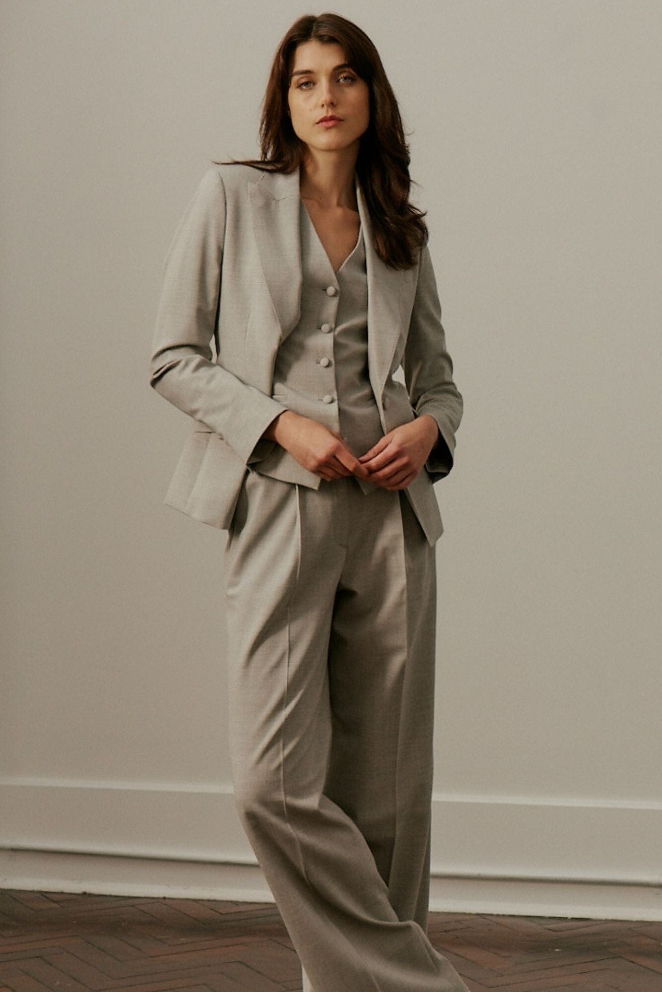 Scarlet x Florence Pant Suit - Light Grey Wool Stretch