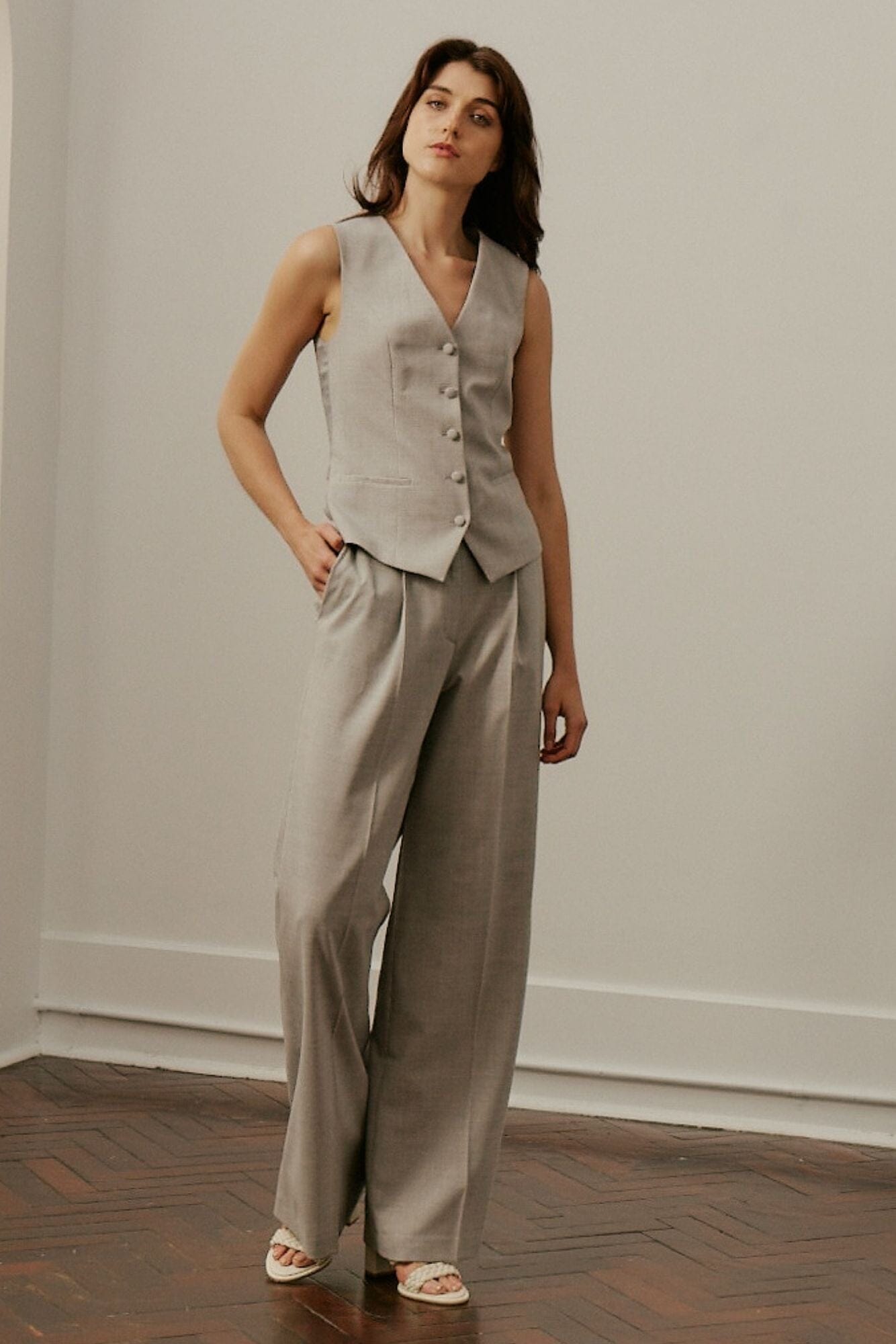 Scarlet x Florence Pant Suit - Light Grey Wool Stretch