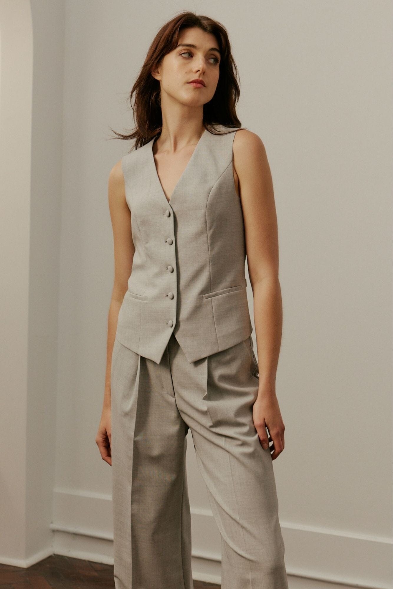 Scarlet x Florence Pant Suit - Light Grey Wool Stretch