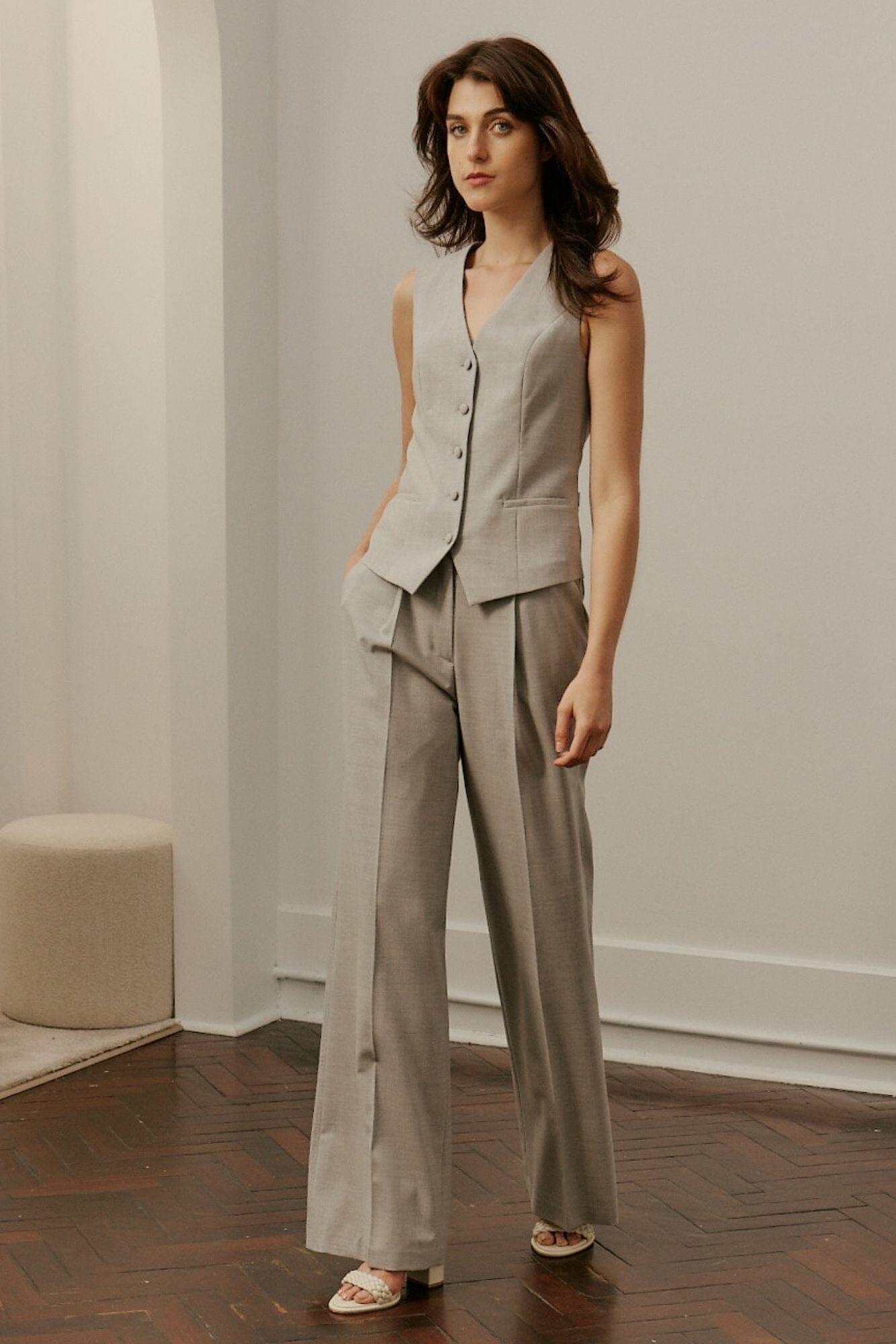 Scarlet x Florence Pant Suit - Light Grey Wool Stretch