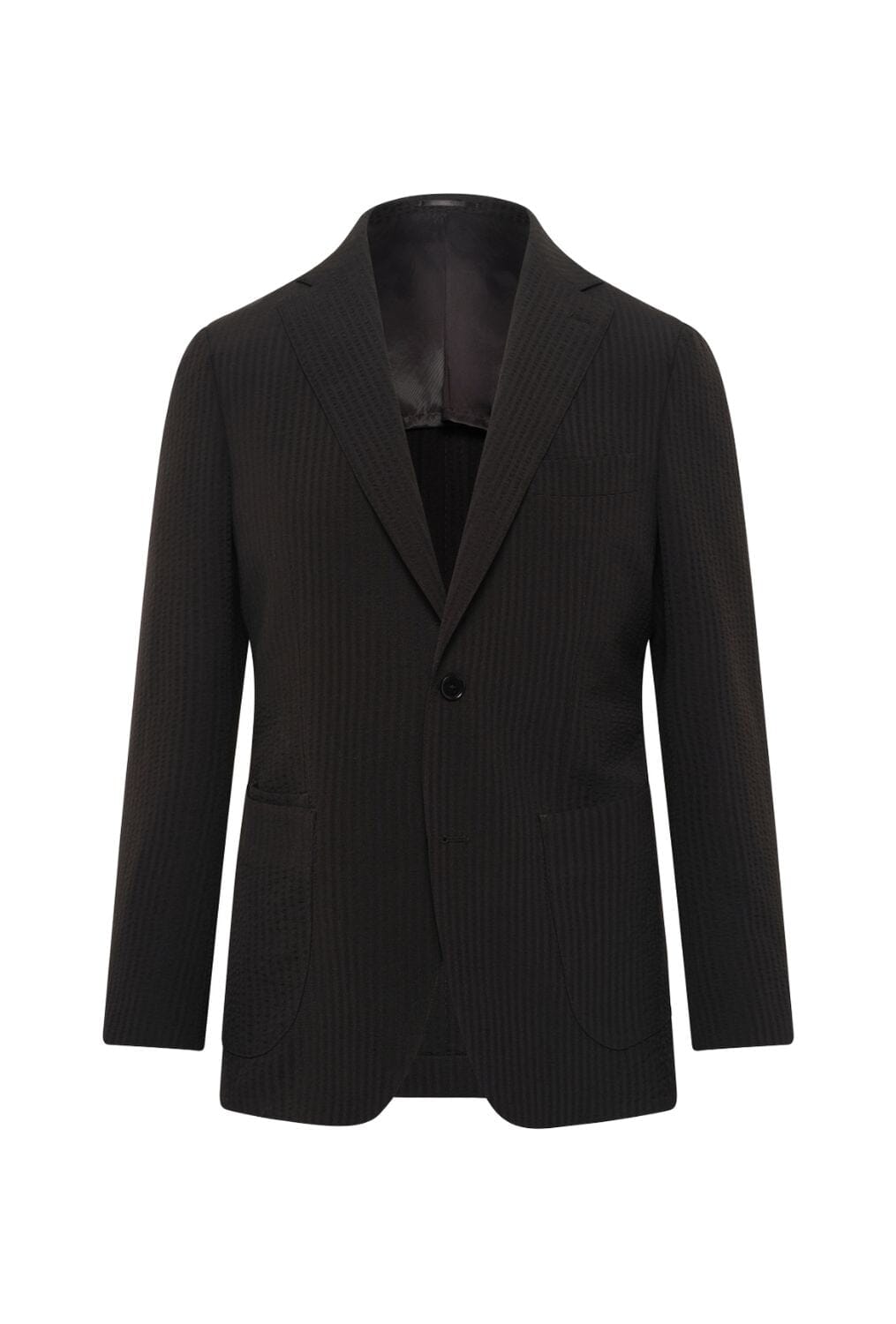 The Liam Suit - Black Shadow Stripe Seersucker Wool