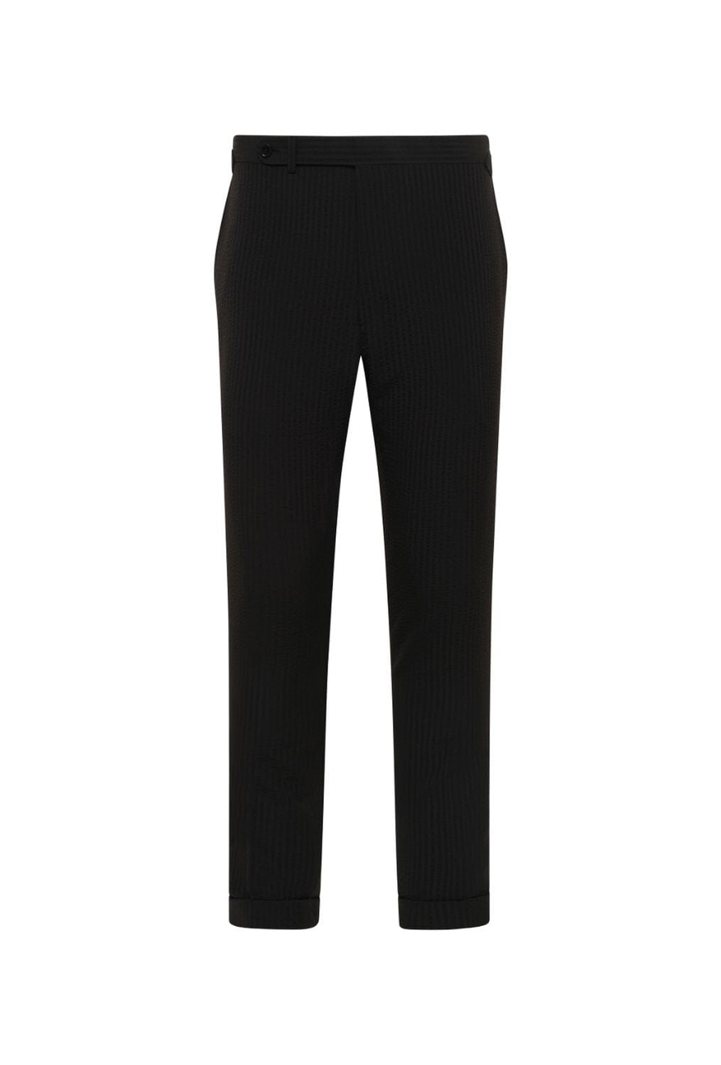 The Liam Suit - Black Shadow Stripe Seersucker Wool