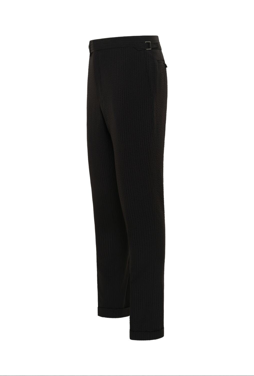 The Liam Suit - Black Shadow Stripe Seersucker Wool