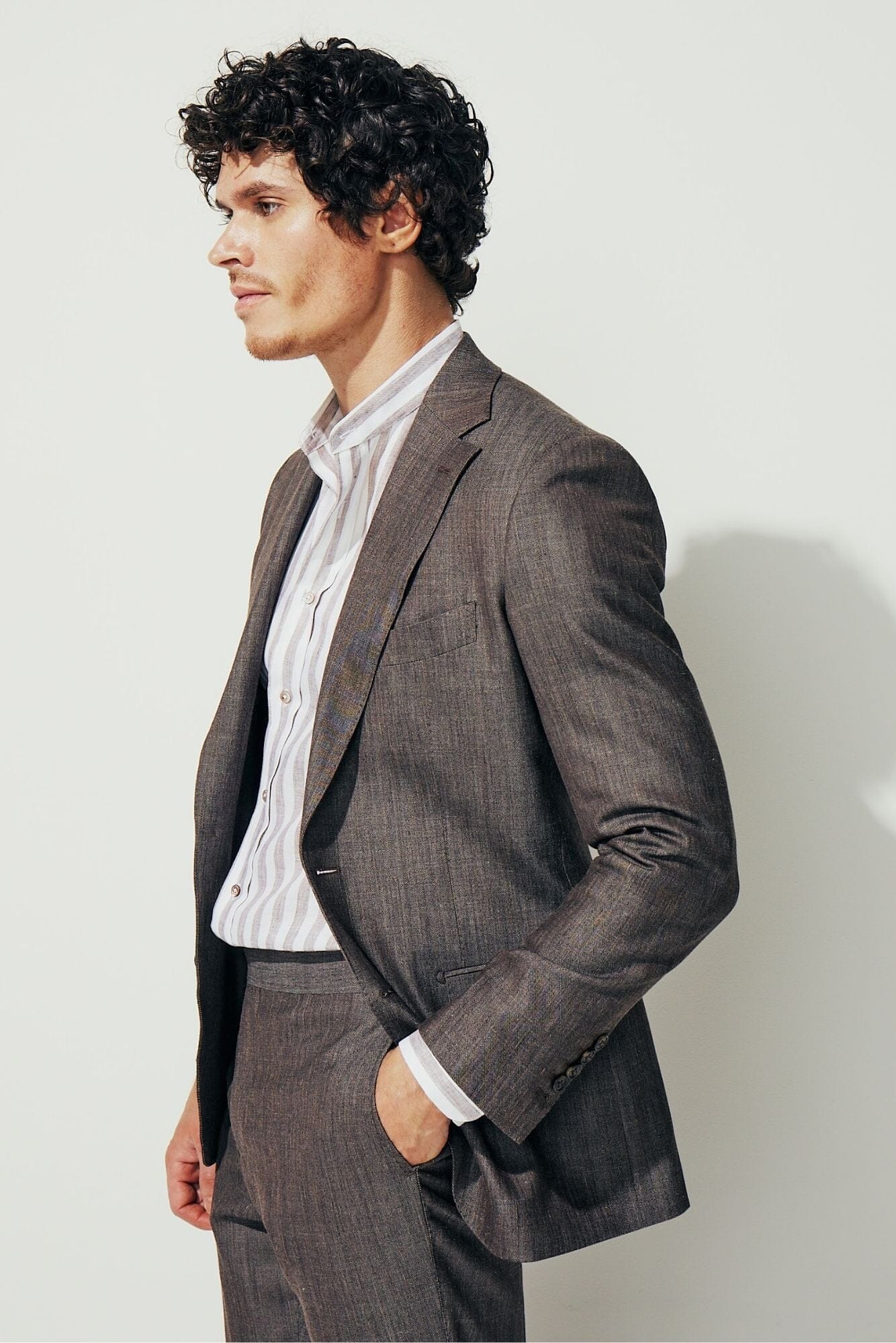 Greyson Suit - Lt Brown Grain Wool Silk Linen