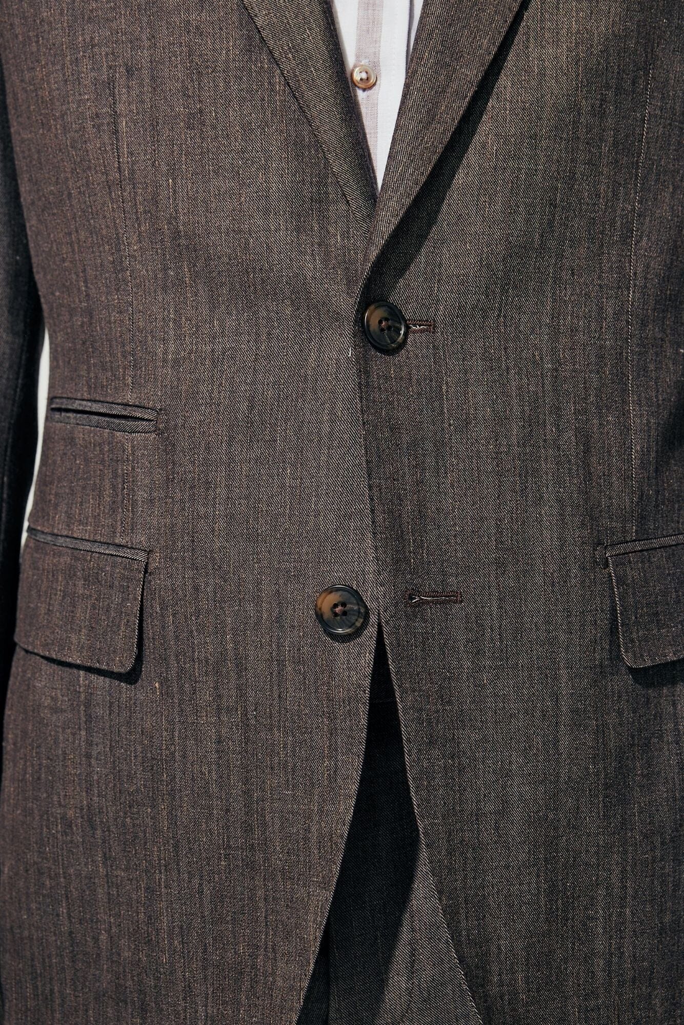 Greyson Suit - Lt Brown Grain Wool Silk Linen