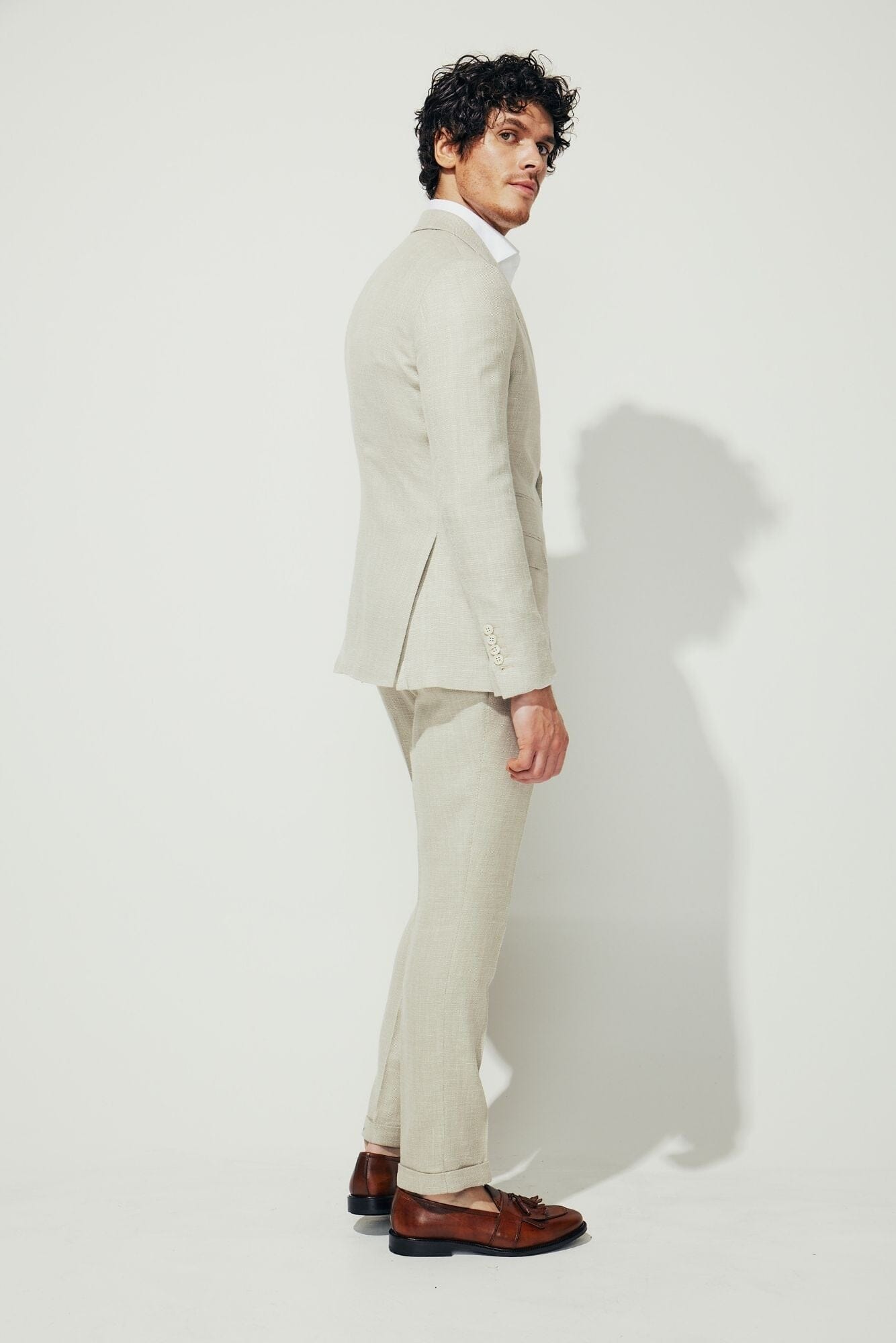 Greyson Como Suit - Sand Wool Silk Linen