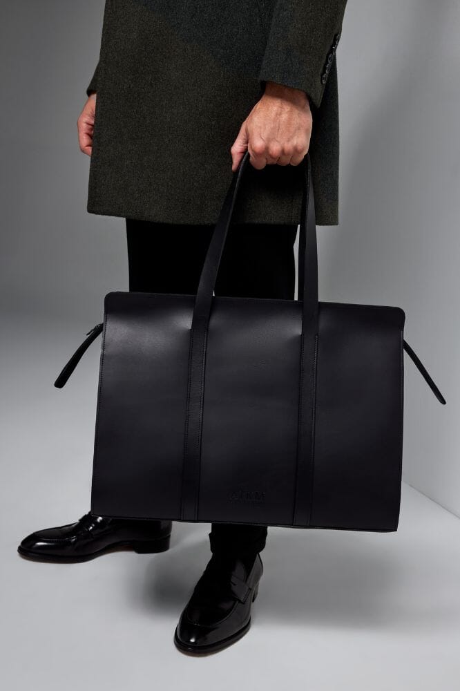 The 'Weekender' - Black Italian Leather