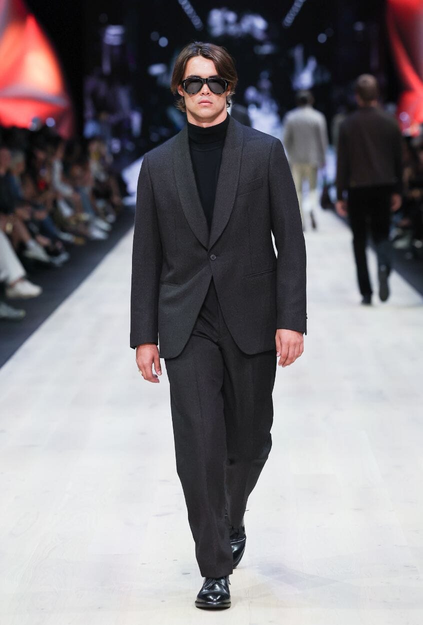 Luka Shawl Suit - Brown Black Wool