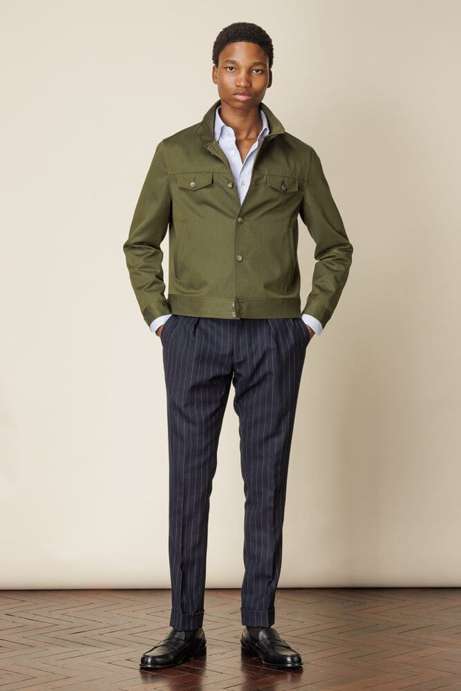 Harrington Jacket - Olive Wool Gabardine