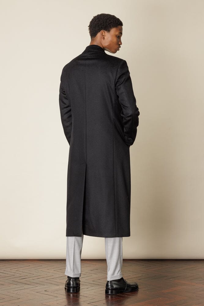 (RTW) Double Breasted Broad Peak Coat - Black Wool
